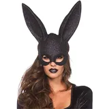 Ulalaza Frauen Hasenmaske Kostüm Schwarzes Kaninchen Halbmaske für Halloween Ostern Maskerade Zubehör