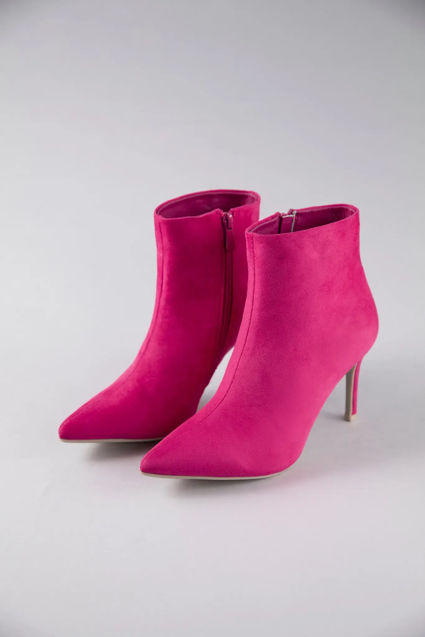 Stiefelette ANISTON SHOES, Damen, Gr. 39, pink, Velourslederimitat, Veloursleder, Schuhe Stiefelette, Ankleboots in spitzer Form, mit Reißverschluss