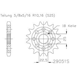 ESJOT Kettenritzel Sport, 17 Zähne, 525er Teilung