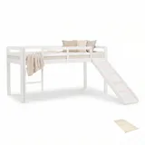 Homestyle4u Hochbett 90 x 200 cm Kiefer massiv lackiert weiß