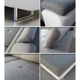 Sofnet Ecksofa Caris Schlaffunktion und einstellbare Kopfstützen, Wohnlandschaft mit Bettkasten, Couch, Sofa, (Schwarz (Kronos 07),