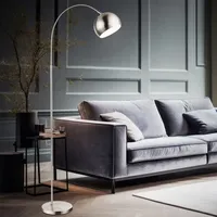 GLOBO Stehlampe, Chrom, Schalter, Metall, weiß, H 150cm