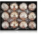 Snowchecking Weihnachtskugeln-Set, 8 cm, Vintage-Stil, hängende Dekorationen für Baum, Urlaub, Party, Heimdekoration, Festival, Gold, Weiß, Braun, 12 Stück