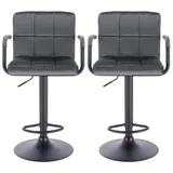 Woltu Barhocker 2er Set mit Rückenlehne höhenverstellbar drehbar 2x grau