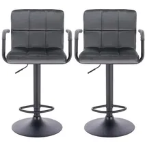 Woltu Barhocker 2er Set mit Rückenlehne höhenverstellbar drehbar 2x grau
