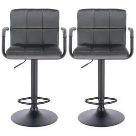 Woltu Barhocker 2er Set mit Rückenlehne höhenverstellbar drehbar 2x grau
