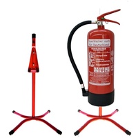 Brandengel® Universalständer gerade Rohrstahl in rot mit X - Fuß und montierten Halter freistehender Ständer geeignet für 1 Feuerlöscher der Größe 6/9/12 kg/L
