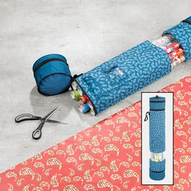 Mojawo Geschenkpapier-Organizer Geschenkpapierbox Aufbewahrungstasche Weihnachten in Blau