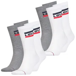 Levis Unisex Sportsocken Regular Cut Sportswear Logo 4er 6er 8er Multipack in 39-42 Weiß / Grau