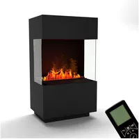 GLOW FIRE Elektrokamin OGF 1 Mini Wasserdampf Kamin, Standkamin, Elektrischer Kamin, Wasserdampfkamin mit 3D Feuer und Knisterfunktion schwarz