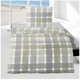 Traumschlaf Seersucker Bettwäsche Charlotte grün 135x200 cm + 80x80 cm - grün;grau