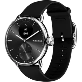 Withings ScanWatch 2 38 mm schwarz/silber, Sport Fluorelastomer-Armband schwarz/silber