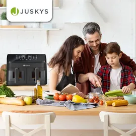Juskys Heißluftfritteuse 9 L - 2 Kammern, Smart Finish, beschichtet