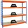 Proregal Schwerlastregal Metall 180 x 200 x 60 cm Blau/Orange 4 Spanplatten-Ebenen 8mm Fachlast 500 kg
