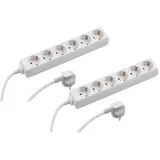 Meister Craft Steckdosenleiste 6-fach - 2 Stück - 5 m Kabel - weiß - IP20 Innenbereich / Mehrfachsteckdose / Tischsteckdose /