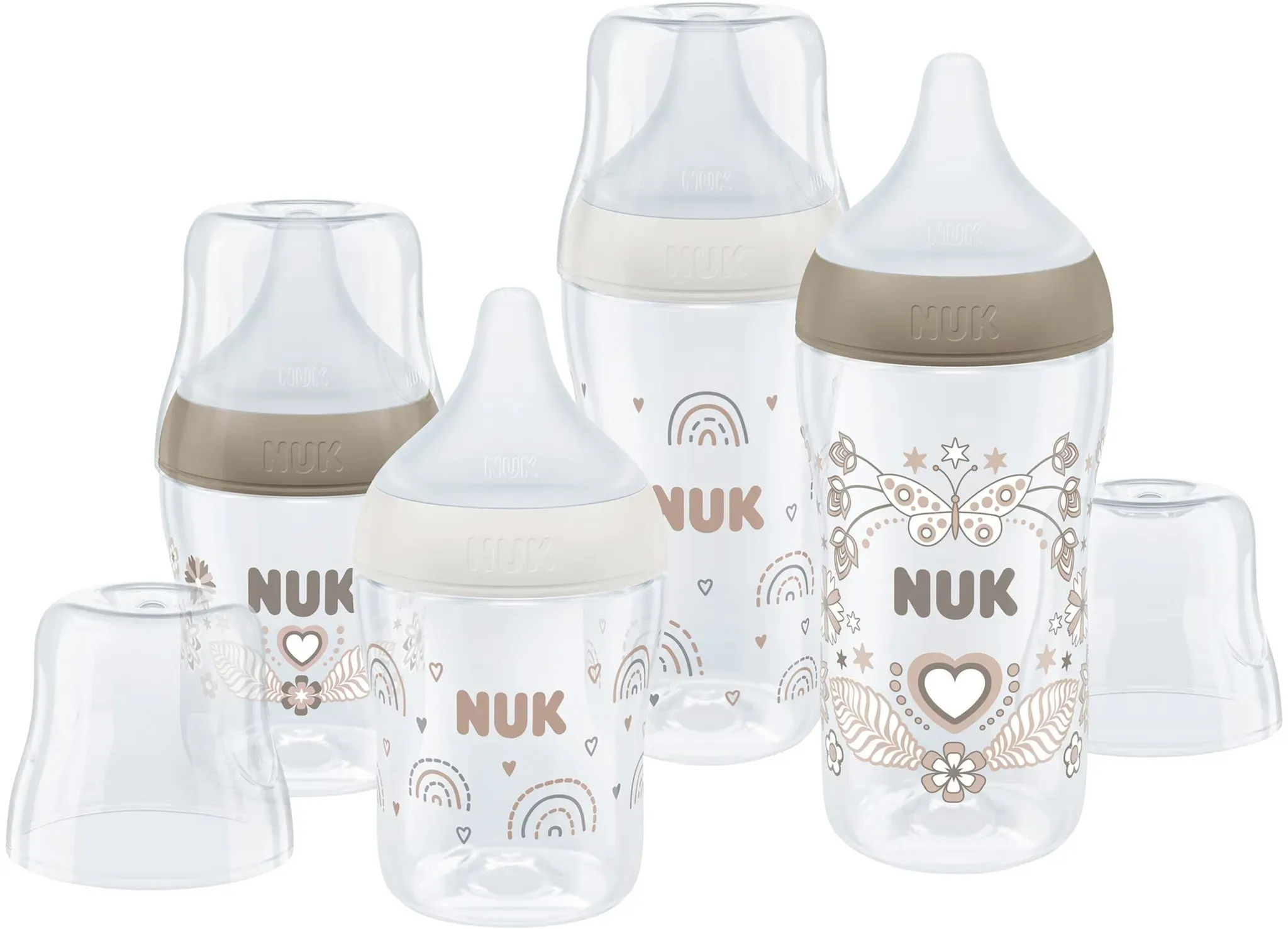 NUK 4-tlg. Babyflaschen-Set Perfect Match, ab Geburt, transparent