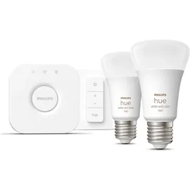 Philips Hue White & Col. Amb. E27 2er inkl. Dimmer Switch 75W Starter Set warmweiß