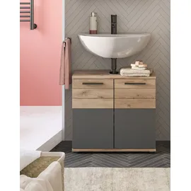 INOSIGN Waschbeckenunterschrank INOSIGN "Riga, Breite 60 cm, 2 Tür, 2 Fächer, mit Siphonausschnitt", braun (holzfarben), B:60cm H:56cm T:34cm, FSC-zertifizierter Holzwerkstoff, Schränke, Waschbeckenunterschrank, Standschrank, Unterschrank, Badmöbel, Badschrank,