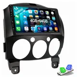 ESSGOO Für Mazda 2 2007-2013 Carplay Navi USB Type-C 4+64G Autoradio (Digitalradio (DAB), RDS, FM, AM, Carplay Android Auto GPS Navi WIFI BT USB)
