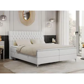 MKS Meble MKS Boxbett, Weiß, Textil, 2-Sitzer, H3, Rechteckig, 160x200 cm Schlafzimmer, Betten, Boxspringbetten