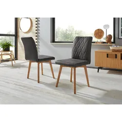 Esszimmerstuhl HOME AFFAIRE "Brest", grau (anthrazit, eiche natur geölt), B:47cm H:88cm T:66cm, Polyester, Stühle, Gestell aus Eiche Massivholz geölt
