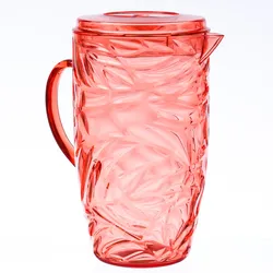 Kanne mit Deckel - Karaffe - Kunststoff - 2,6l - mit Blattmuster - orange