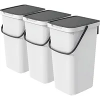 Vidaathome.de Q-SYSTEMA Abfalleimer-Set 3 x 25 Liter – Hellgrau