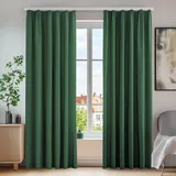 Deconovo Thermo Gardinen Verdunkelung Gardinen mit Kräuselband Dick Thermovorhang Kälteschutz Thermovorhang Kälteschutz, 200x140 cm(HöhexBreite), Waldgrün, 2er Set
