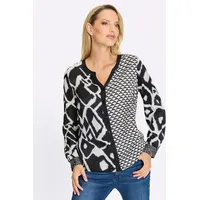 Heine Druckbluse ecru-schwarz 50