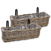Spetebo Balkonkasten 44 x 17 cm Natur Komplettset