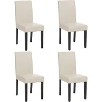 MCW 4er-Set Esszimmerstuhl Stuhl Küchenstuhl Littau Leder, weiß dunkle