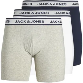JACK & JONES Solid Boxershorts 3 Einheiten Light Grey Melange / Pack White Navy Blazer M