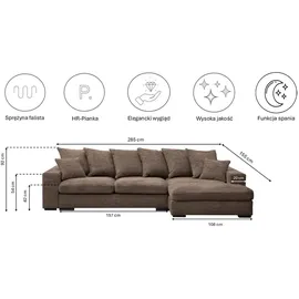 kaiser möbel Eckcouch Stoff L-form 2-Sitzer Braun