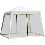 Gartenpavillon. Partyzelt. Wetterfestes Zelt Mit Moskitonetz. Metall Und Polyester. Cremeweiß. 3 X 3 M