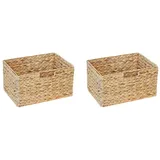 2er-Set Billy Regal Korb / 36 x 25 x 20 cm/Aus Wasserhyazinthe Natur/Faltkorb Flechtkorb Regalbox Storage Box Aufbewahrungskorb Schrankkorb klappbar faltbar und sehr stabil