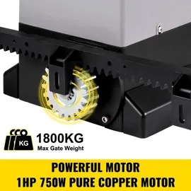 Vevor Schiebetoröffner, 1800 kg, 7 m, Schiebetorantrieb mit 4 Fernbedienungen und APP-Steuerung, Elektrischer Rolltormotor für Auffahrten, Komplettes Hardware-Sicherheitssystem-Kit für Torantriebe