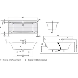 Villeroy & Boch Squaro Edge 12 Whirlpool Einbau-Badewanne 80 x 180 cm (UCC180SQE7A2V01)