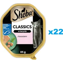 SHEBA Classics 22x85 g: Nassvollnahrung für adulte Katzen mit Lachs in Terrine