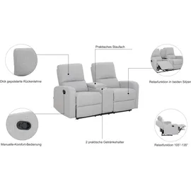 Home Affaire »TOURNAY, 2er-Kinosofa, Liegesofa, TV-Sessel, Multimedia-Sofa« mit manueller Relaxfunktion, Getränkehalter, Staufach