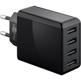 goobay 4-fach USB-Ladegerät, mehrfach USB-Ladegerät, 30W, lädt bis zu 4 Geräte gleichzeitig, schwarz