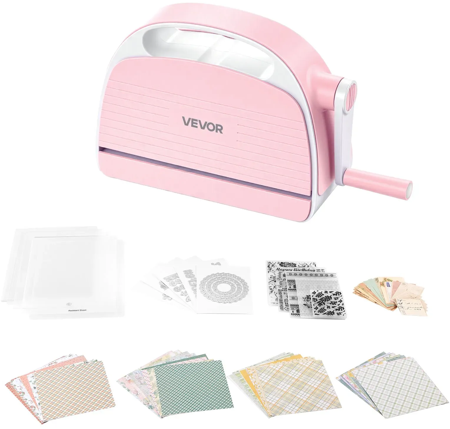 VEVOR Manuelle Stanz- & Prägemaschine, 152 mm, Tragbares Stanzmaschinen-Set mit Stanzformen, Prägefoldern, Papierbögen, Schneideplatten, für Scrapbooking, Kartenherstellung & Bastelarbeiten