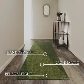 Villeroy & Boch Teppich Rosalie Juteteppich, rechteckig, Höhe: 10 mm, Läufer, 100% Jute, Natur, Wohnzimmer, Esszimmer, Schlafzimmer, GRS grün 80 cm x 200 cm x 10 mm
