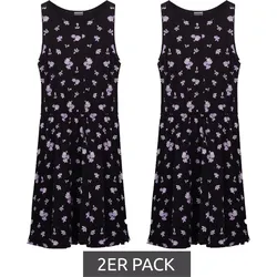 2er Pack KIDSWORLD Mädchen Sommer-Kleid mit Allover Blumen-Muster Freizeit-Kleid 74239509 Schwarz - 152/158