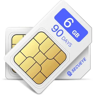 SECUEYE 4G LTE SIM-Karte, nur Daten, Vorauszahlung, ohne Vertrag, landesweite Abdeckung für Sicherheitskameras, mobile Zugriffspunkte, Router, entsperrte IoT-Geräte (6 GB/90)