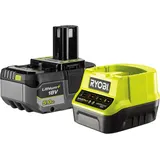 RYOBI Werkzeugakku + Ladegerät, RC18120-150X 18 V 5,0 Ah und Schnellladegerät