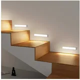 ZMH LED Unterbauleuchte mit Bewegungsmelder Aufladbar Schranklicht USB 1500mAh Flur Cabinet, Augenschutz, Einfache Installtion, LED fest integriert, 3000-6500K, 20CM Dimmbar 3 Farbtemperatur Schrankleuchte Schlafzimmer weiß 20 cm