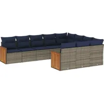 vidaXL Gartensofa-Set mit Kissen, grau, Polyrattan