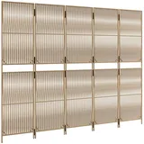 vidaXL Paravent 5-tlg. Beige Poly Rattan