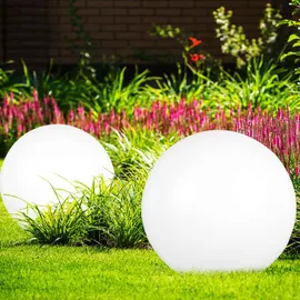 ETC Shop 4er Set Outdoor LED Solar Kugel Leuchte Deko Lampe IP44 8hrs Beleuchtung Erdspieß Garten Veranda Hof Weg