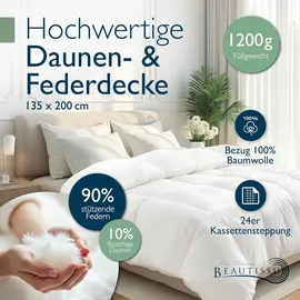 Beautissu Ganzjahresdecke Federbettdecke 135x200cm mit 100% Daunen & Federn